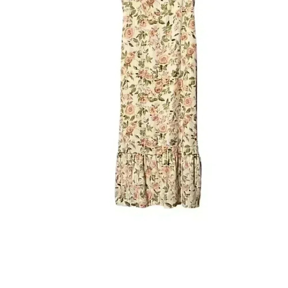O.P.T. Floral Midi Dress L Cream Sweetheart Neck Ruffle Hem Bows NWT Coquette - Picture 5 of 9